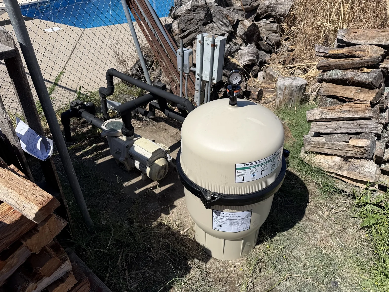 New Pentair pool filter tank after replacement